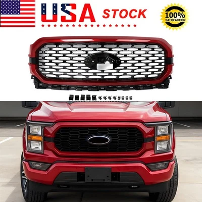 Hot Pepper Red Front Bumper Grille Fits For 2021-2023 Ford F150 F-150 XLT Mesh - Изображение 1 из 4