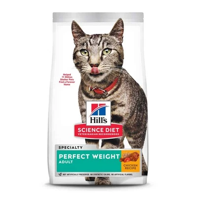 Receta de pollo Hill's Science Diet adulto peso perfecto, comida seca para gatos, bolsa de 15 lb Foto 1 de 4