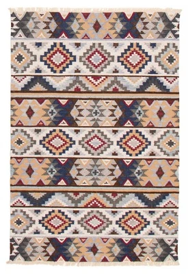 Tapete de área tradicional vintage tecido à mão 5'1" x 8'0" lã kilim - Imagem 1 de 4