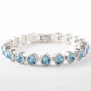 Prüfstein Kristall von Swarovski AQUAMARIN Eis Armband 7 1/4" rhodiniert - Bild 1 von 2