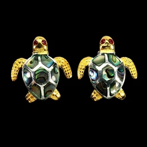 925 Sterling Silver Earrings Round Ruby Mop Natural Gemstone Turtle Jewelry - Picture 1 of 13
