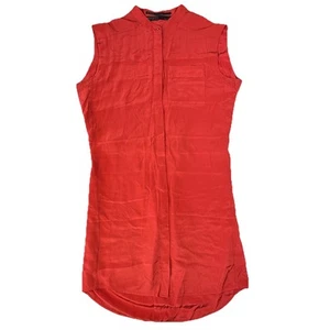 ALLSAINTS Kleid 4 Seide rot Luna Hemd Button Down ärmellos Metall Rundhals - Bild 1 von 23