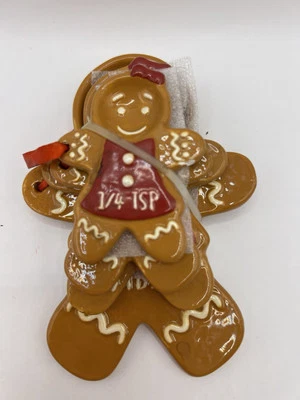 Gingerbread Measuring Spoons Holiday Time Nesting Set Of 4 Earthenware - Image 1 of 4