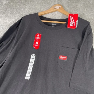 Milwaukee 口袋衬衫男式 2XL 黑色工作服耐用气味控制全新带标签 — 第 1/4 张图片