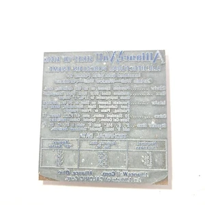 Vintage Printing Block Alliance Wall Architectural Porcelain Alliance OH. - Picture 1 of 4