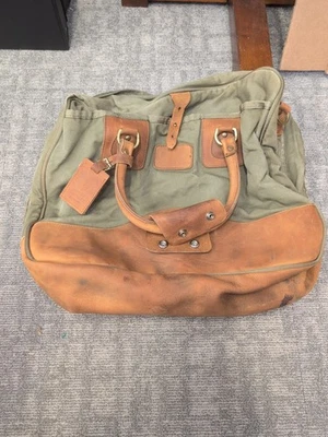 Vintage Gokeys Bag Leather And Canvas Green - Image 1 of 4