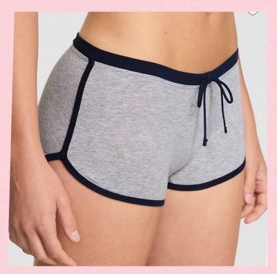 Victoria’s Secret ROSA Algodón Dormitorio Boyshort Mediano Gris Jaspeado Azul Marino Gráfico L Foto 1 de 4