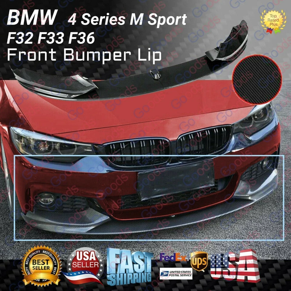 Alerón labial delantero con impresión de fibra de carbono para BMW Serie 4 MSport F32 F33 F36 14-20 Foto 1 de 4