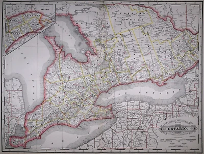 Mapa del condado de Cram's Atlas de 1889 Lg (17"x23") ~ ONTARIO, CANADÁ ~ Envío y devolución gratuitos Foto 1 de 4