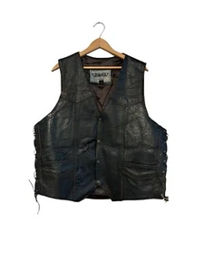 UNIK Leather Biker Motorcycle Vest Live To Ride Ride To Live Eagle Size 48 - Picture 1 of 4
