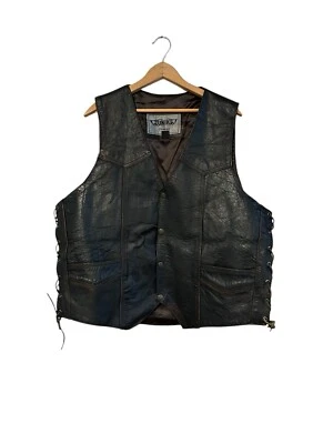 UNIK Leather Biker Motorcycle Vest Live To Ride Ride To Live Eagle Size 48 - Image 1 of 4
