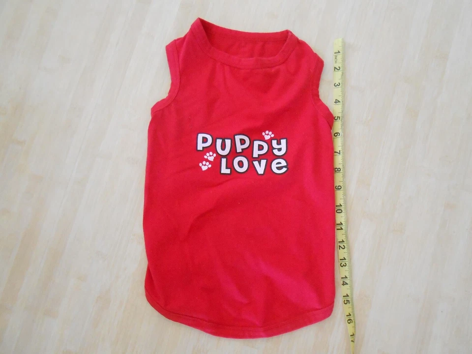 Pet Dog Outfit Clothes T Shirt Puppy Love Hearts Warm 16" x 10" CUTE XMAS - Image 1 of 4