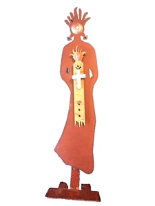 African Style Figure, Mary And Baby Jesus, Metal Statue  - Picture 1 of 8