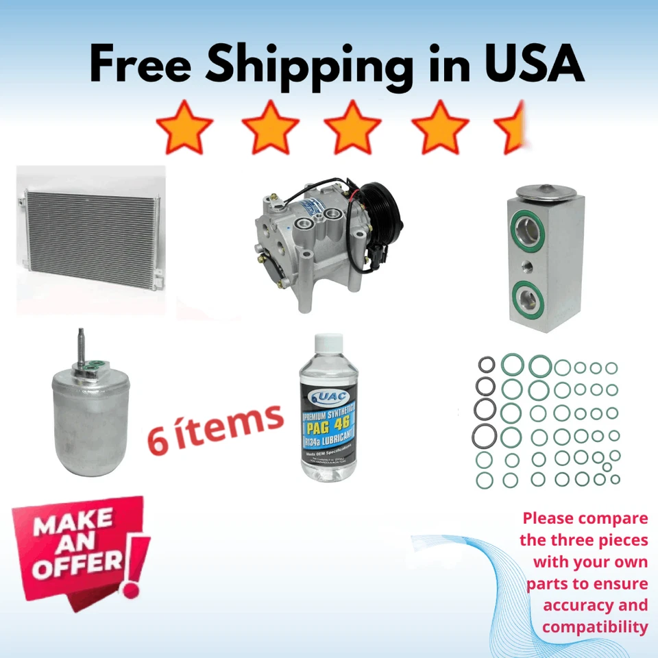 Compresor, condensador y válvula aire acondicionado apto para Jaguar S-Type 00-03, Lincoln LS 00-05 Foto 1 de 4
