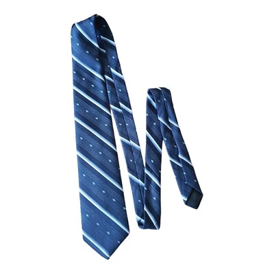 Botany 500 Mens Necktie Tie Blue Striped Polyester blend 54" Long - Image 1 of 3