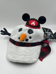 Disney World Peluche Pupazzo di Neve Orecchie di Topolino Illumina Berretto Baseball Cappello Natale - Foto 1 di 10