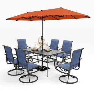 8 Piece Outdoor Table and Chairs for 6 Outdoor Patio Dining Set with Umbrella - Picture 1 of 13