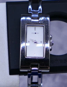 Italian Ologi Women's Tank  All Stainless Steel Watch Blue Face W/Link Band - Picture 1 of 11
