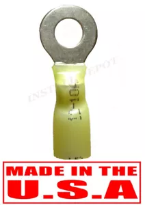 3M Yellow Heat Shrink Ring Terminals Marine Wire Connectors 12-10 AWG 1/4" Stud - Picture 1 of 4