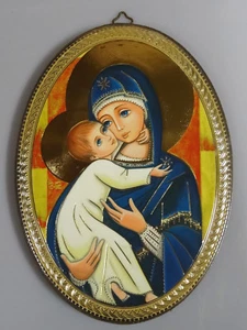 Religiöse Wandbild Bild Laminiert auf Holz handgefertigt heilige Maria und Jesus - Picture 1 of 7