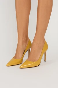 Manolo Blahnik Lackleder spitz zulaufende Pumps in Gelb Größe 36,5 / US 6,5 - Bild 1 von 12
