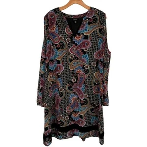 Nicole By Nicole Miller Womens Paisley Long Sleeve cold shoulder Dress Size 16 - Picture 1 of 10