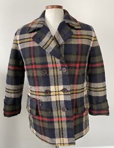 Vtg Ralph Lauren 1967 Fishing Jacket Coat Sz S Mens Wool Plaid Button Front