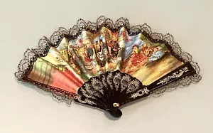 Vintage Ladies Spanish Fan Handheld Folding White Lace 5” - Picture 1 of 5