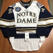 2013 Game Worn Notre Dame Fighting Irish NCAA Hockey Jersey Used White 54