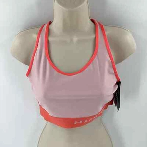 Under Armour Keyhole Compression Racerback Sports Bra Pink Coral Size Large 517 - Picture 1 of 9
