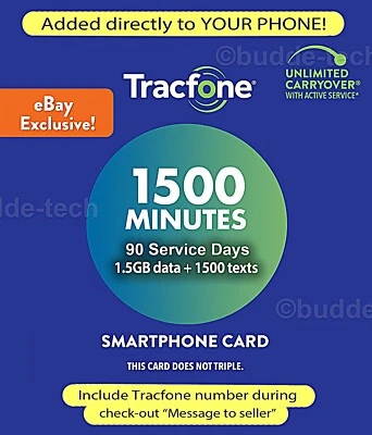 Tracfone Plan Digital Refill 1500 Minutes 1500 Texts 1.5 GB data+90 Service days - Image 1 of 4
