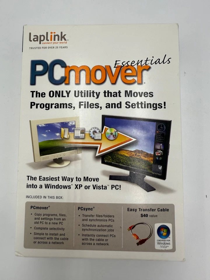 Laplink PC Mover Essentials (CD, Transfer Cable, Quick Start Guide) PCmover NEW - Image 1 of 4