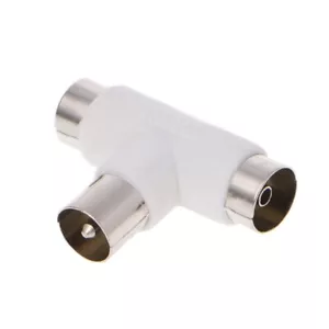 Cable coaxial aéreo divisor en T de 2 vías macho a 2 conectores hembra adaptados - Imagen 1 de 8