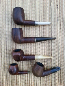 Lote De 5 Antiguas Pipas de Madera Varios Tallado San Claude Francesa Antiguo - Imagen 1 de 1