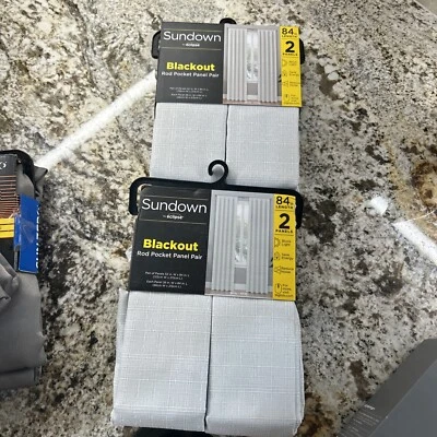 2 NEW SUNDOWN LIGHT GRAY BLACKOUT CURTAIN PANEL EA.26"W X 84" L - Image 1 of 4