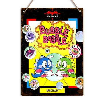 CHINTANAPRINTS Insegna da parete in latta Bubble-Bobble ZX Spectrum retrò metallo Sinclair gioco vintage arte