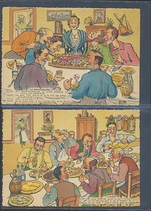 Postales con imagen de artista cómico Marsella Francia Dining 2 firmadas tamaño continental - Imagen 1 de 1