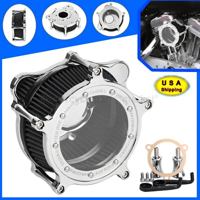 Filtro de admisión negro filtro de aire cromado Clarity para Harley Road Street Glide FLHT Foto 1 de 4