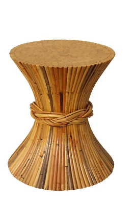 Auténtica mesa de comedor McGuire orgánica escultural de ratán gavilla de trigo firmada Foto 1 de 4