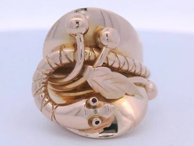 独特 18 克拉玫瑰金蛇叶自然鸡尾酒戒指 免费美国发货 — 第 1/4 张图片