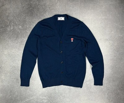 Cárdigan de lana AMI Paris Japón Alexandre Mattiussi para hombre pequeño azul Foto 1 de 4