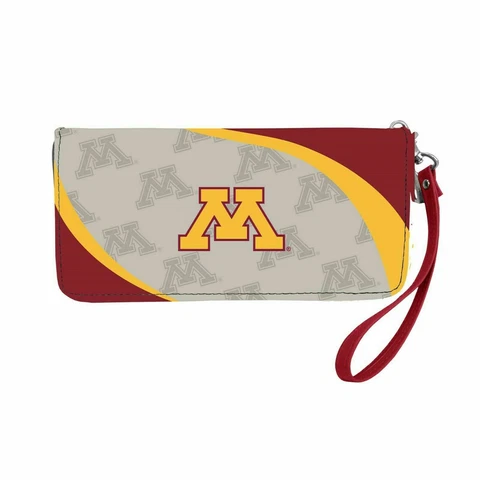 NEW! MINNESOTA GOLDEN GOPHERS "CURVE" ZIP ORGANIZER WALLET WRISTLET LICENSED Cover