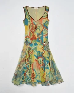 Camisa Passion Italia Y2K Vestido Vintage Malla Hada Acampanado Multicolor Mezcla Seda M - Imagen 1 de 14