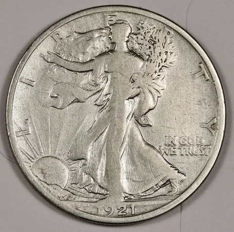 1921-s Walking Liberty Half.  F-VF.  186037 Cover