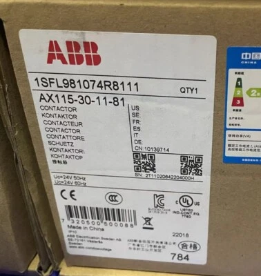 1pc ABB AX115-30-11-81 Contactor 24V 50/60Hz 1SFL981074R8111 - image 1 of 2