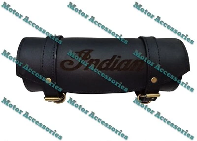 FRONT FORK BLACK STITCH  LEATHER TOOL BAG FIT FOR INDIAN CHIEF MOTORCYCLES - Изображение 1 из 4