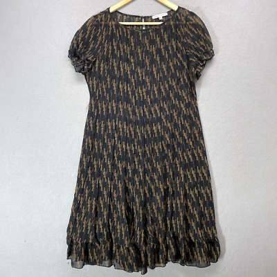 Vestido Sandra Daren Mujer 8 Pequeño Negro Dorado Volantes Transparentes Ligero Geométrico Foto 1 de 4