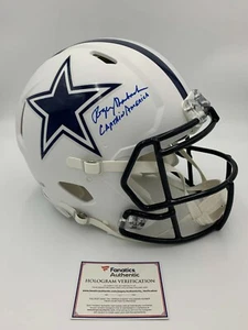 ROGER STAUBACH signed/auto'd Cowboys AUTHENTIC Speed FLAT WHITE helmet--FANATICS - Picture 1 of 7