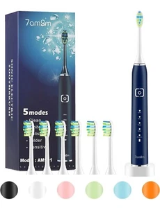 7AM2M Electric Toothbrush with 6 Brush Heads for Adults and Kids