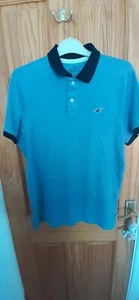 HOLLISTER MENS ADVANCED STRETCH POLO SHIRT BLUE SIZE LARGE - Picture 1 of 7